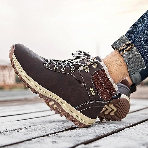 [Mishansha] ハイカット 裏起毛 防寒 防水 防滑 スノーブーツ 男女兼用 釣り 登山 キャンプ 冬 靴 スノーシューズ 28.5 cm,ブラウン40 5枚目