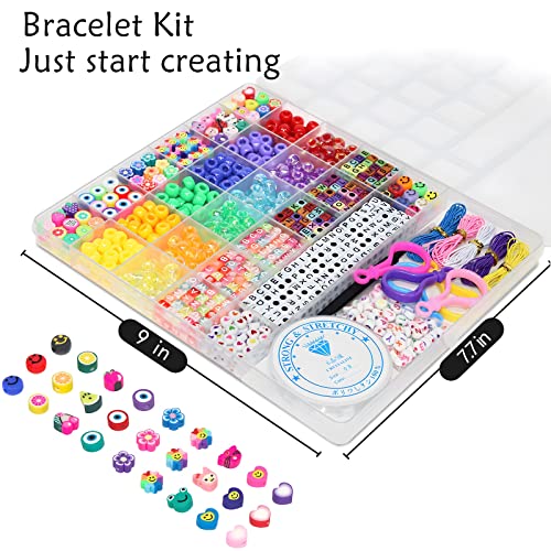 Image of LIS HEGENSA 1000 Pcs DIY Childrens Crafts Beads Friendship Bracelet Kit, with Pony Beads Letter Beads and Bracelet Making Kit, Colorful Charms, Used for Custom Necklace Bracelets and Jewelry Decor