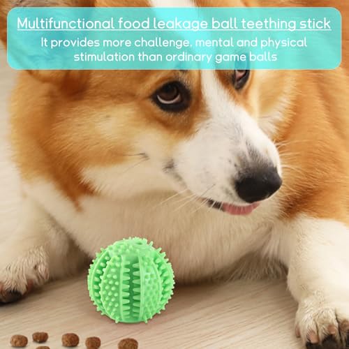 NEERIX Futterball für Kleine Große Hunde,Zahnpflege Hunde Spielsachen,Naturkautschuk Hundespielzeug Intelligenz Ball,Interaktiver Leckerli Spender,Zahnreinigung, IQ Training(5 cm, Blau,Grün)
