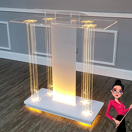 Yofsza Podium Stand Portable, Acrylic Podium, Rolling Table,Pulpits for Churches, Acrylic Podiums for Church, Lectern for Conference Room Church Company Wedding Transparent