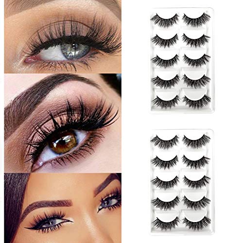 CerroQreen Eyelashes 10 Pairs 3D mink lashes Hand-Made Dramatic Thick Crisscross Deluxe False Lashes Nature Fluffy Long Soft Reusable