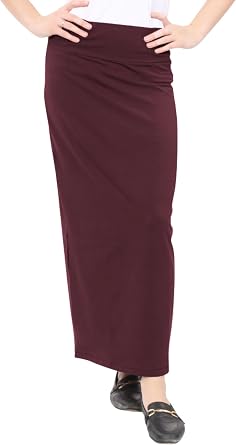 Kosher Casual Long Pencil Skirts for Women Cotton Stretch Fabric Fitted Maxi Skirt with High-Waisted Fit