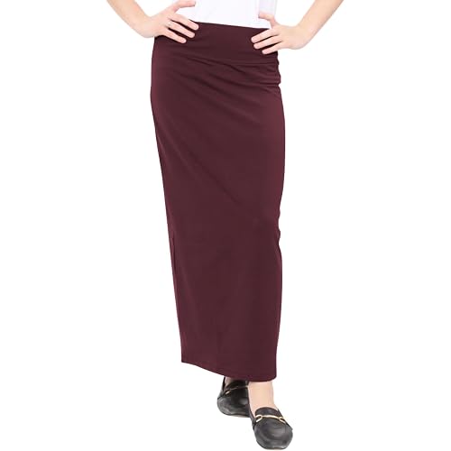 Kosher Casual Long Pencil Skirts for Women – Cotton Stretch Fabric Fitted Maxi Skirt with High-Waisted Fit
