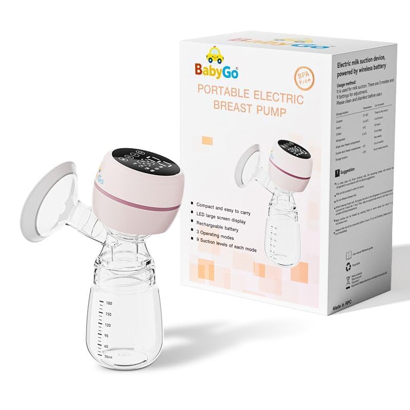Image of Baby Go Automatic Electric Breast Pump | BPA Free Breast Pump | LED Display | Portable and Lightweight | Soft Silicone Cushion | Rechargeable Battery, (Pack of 1)