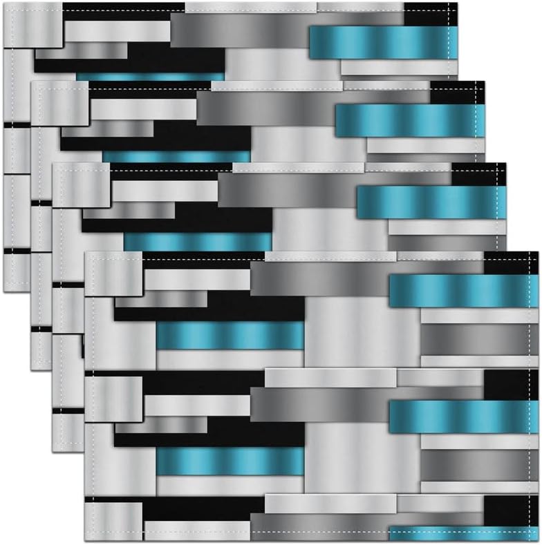 Juego de 4 manteles individuales geométricos, manteles individuales modernos de arte abstracto de 12 x 18 pulgadas para decoración de mesa de