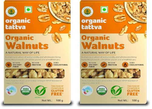 Image of Organic Tattva 'Walnuts /Akrot', Naturally Processed, No Artificial Additives (100G, Pouch) (Pack of 2)
