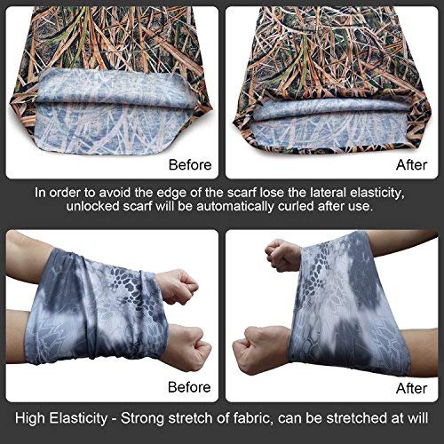 AXBXCX 2 Pack - Camouflage Camo Print Seamless Neck Gaiter Bandana Face Mask Headband Headwear Sweatband Wristband Scarf for Fishing Hiking Hunting Cycling Motorcycle Riding Skiing Outdoor Sport 051 - Thumbnail 4