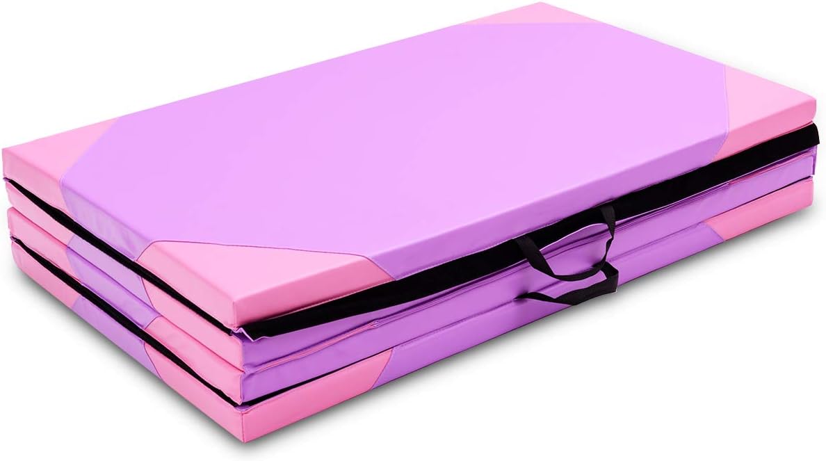 GYMAX Folding Thick Mat, 4'x10'x2 Gymnastics Mat Exercise