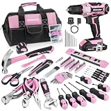 Bielmeier 20V 236Pcs Cordless Pink Drill Set for Women, Lady’s Essential Home Tool Kit with Pink...
