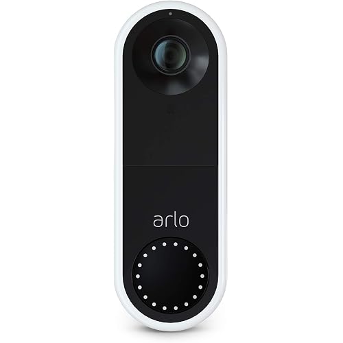 Arlo Essential Wired Video Doorbell - HD Video, 180 degrees View, Night Vision, 2 Way Audio, Direct to Wi-Fi No Hub Needed, Wired, White (Renewed)