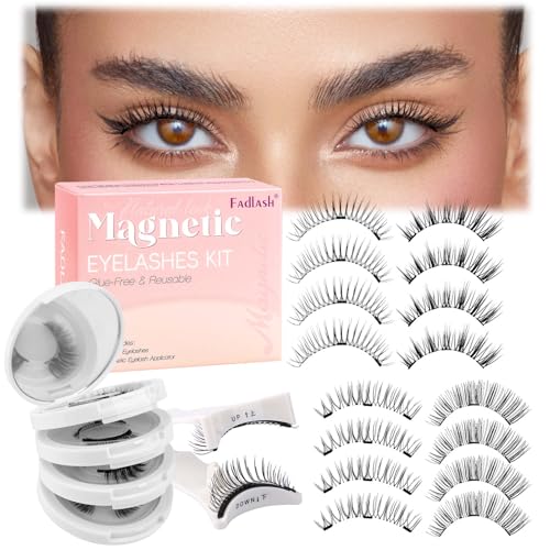 FADLASH Magnetic Eyelashes with Applicator Reusable Magnetic Lashes Natural Look 4 Pairs with Clamp...