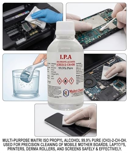 Image of IPA Iso-Propyl Alcohol 99.9% Pure | Multipurpose Cleaning, Lab, Electronics & Medical Use (100 Ml (PACK OF 2))