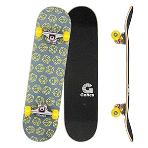 Gonex Standard Skateboard for Kids Teens Adults Beginners, 31 x 8 Inch Double Kick Concave Complete Skate Board for Boys…