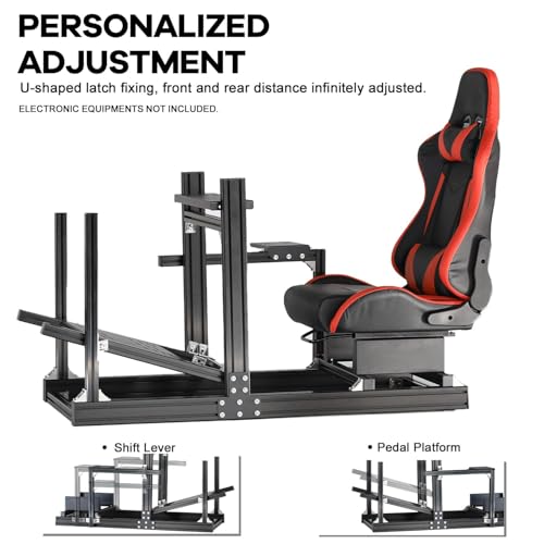 Anman F1 More Stable Racing Simulator Cockpit Stand with Ergonomic Seat Fit for Logitech/Thrustmaster/Fanatec G29 G920 G923 T80 T300,Adjustable Steering Wheel Stand,Not Included Wheel,Pedals & Shifter - Thumbnail 7