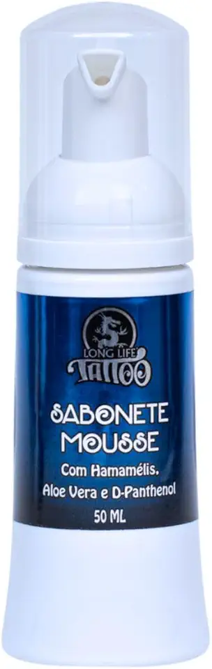 Sabonete Mousse 50ml para limpeza da Tatuagem e Piercing Espuma suave com alto poder de hidratação