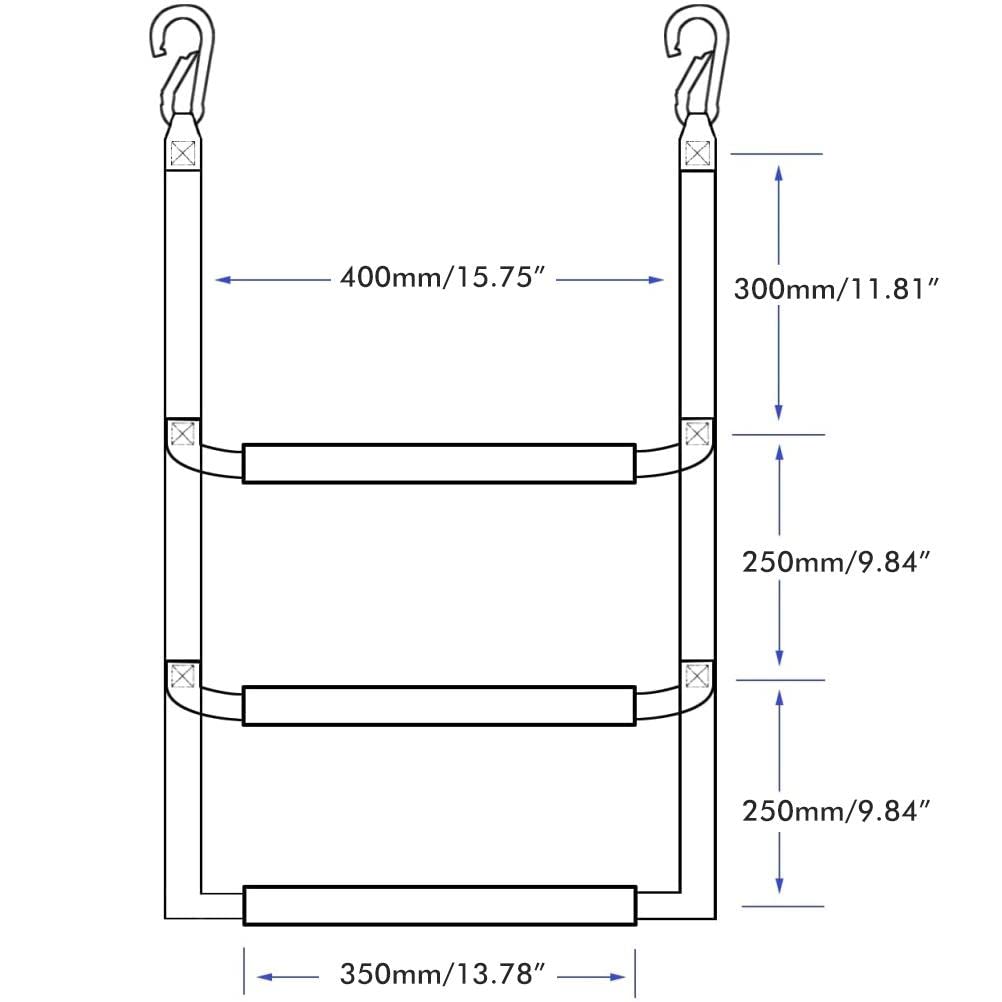 Tbest Échelle de Corde pour Bateau, échelle D'embarquement pour Bateau Gonflable, Kayak, Bateau à Moteur, canoë