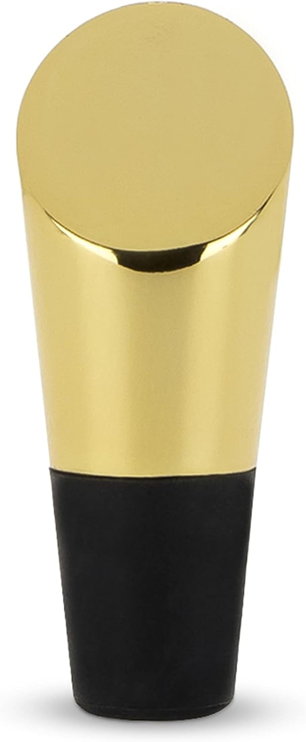 Viski Heavyweight Stainless Steel Wine Bottle Stopper, Gold Finish with Soft Touch Silicone Base Wine Stopper, Red and White Wines Preserver, Perfect for Parties, Home Bar Accessories, Set of 1