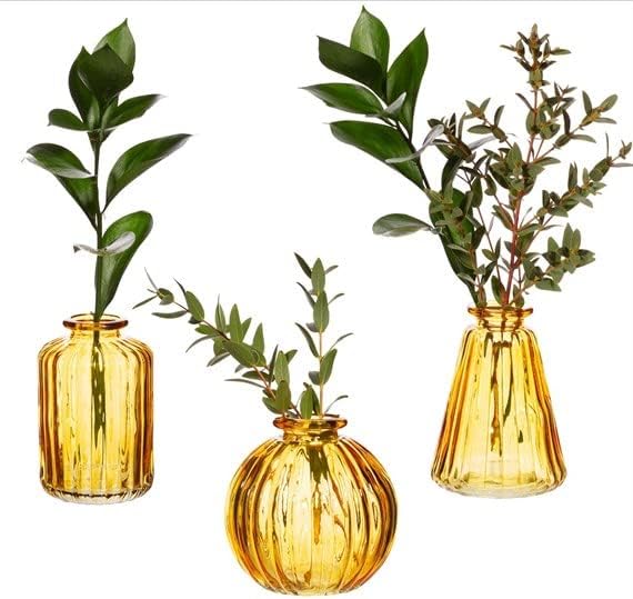 Sass & Belle Yellow Glass Bud Vases - Set of 3