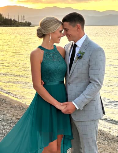 Image of Wedtrend Women's Semi Formal Dresses Halter Bridesmaid Dresses Wedding Guest Dress High Low Prom Dress