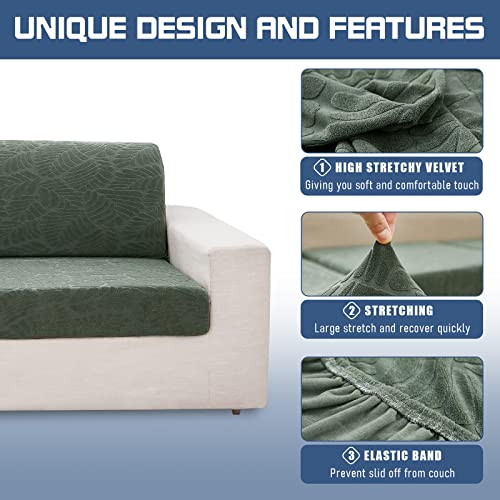 Tewene, L Shaped Couch Cover Green Sofa Cover For Sectional Sofa Chaise Stretch Sofa Cover For Sofa 3 Seats Couch Cover 2 Cushion Sofa For Leather/Linen Sofa, Leaf Green/Length 63’’-75’’(Only 1 Piece) #TOP2