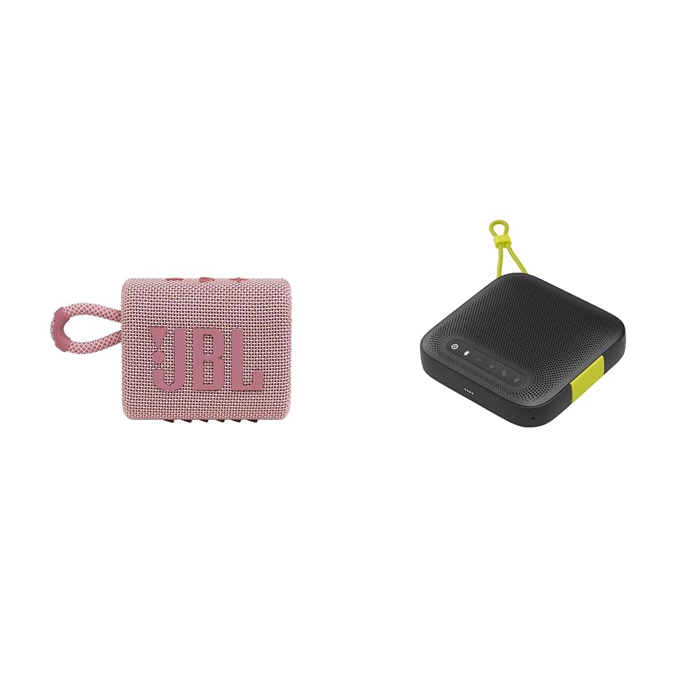 JBL Go 3 Portable Speaker with Bluetooth Built-in Battery Waterproof and Dustproof Feature - Pink and InfinityLab ClearCall