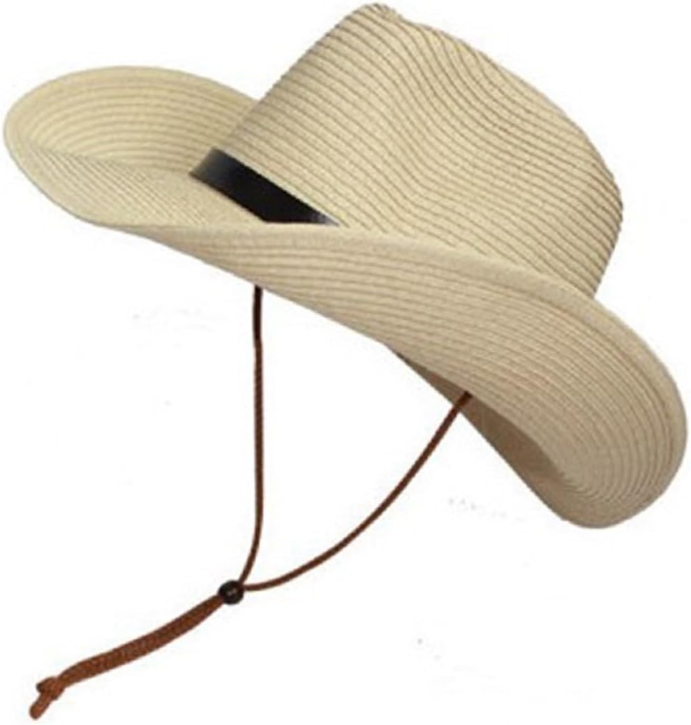CALLARON 2pcs Men Wide Brim Straw Hat Foldable Sun Beach Cap for Adults Lightweight Breathable for Gardening Camping and Outdoor Activities Beige