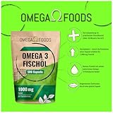 Omega 3 Fischöl Kapseln – 500 Kapseln Hochdosiert – 1000mg Fischöl und 350mg Omega3 Fettsäuren Pro Kapsel im 500er Sparpaket