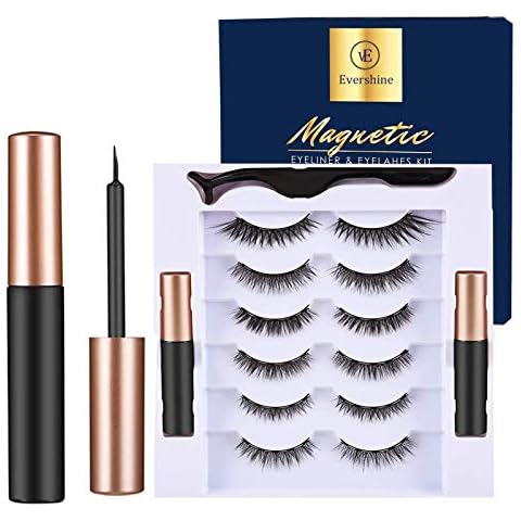 Magnetic Eyelashes, Magnetic Eyeliner and Eyelashes Kit, 6 Pairs of False Eyelashes and 2 Waterproof Eyeliner with Tweezers - No Glue Needed Cover