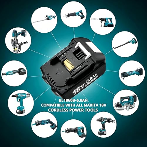Replacement for Makita 18V Batteries: LXT 5.0ah Battery + Dual Port Charger