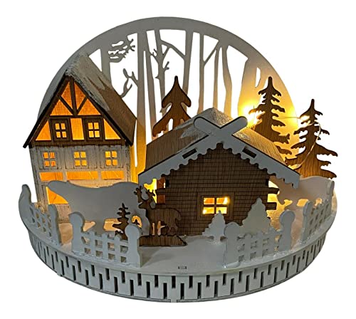 LED Lightup Navidad Casa de madera ornamento festivo invierno detallado Navidad escena Cover
