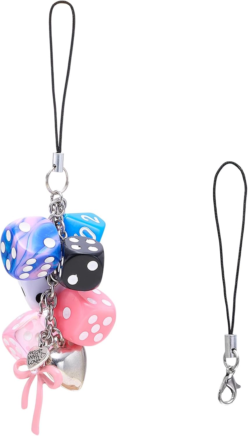 Ornaland Dice Phone Charms Acrylic Phone Charm Wrist Strap Camera Charm Strapfor Camera Keychain Wallet