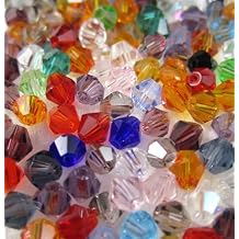 DIY 4mm 1000Pcs Bulk Faceted Bicone Crystal Glass Beads with Container Box Beads for Making Jewelry Mixed Colors