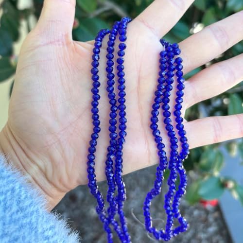Image of 500pcs Czech Faceted Rondelle Crystal Glass Loose Beads 4mm Small Tiny Spacer Bulk Cobalt Blue for DIY Craft Jewelry Making CCR425