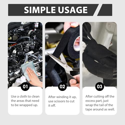 Miniatura 3 de Eusupnova Cinta Tela Adhesiva Automotriz, 3 Pcs Cinta Aislante Cables Eléctricos, Aislante Térmica, Para Mazos Cables Automóviles, De Tejido Para Arnés De Cables Para Motocicleta Automóvil Y Hogar