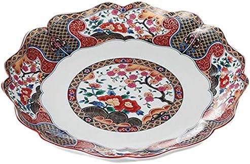 Set of 10 Kyoto Yuzen Shaku Plates, 12.3 x 1.8 inches (31.2 x 4.5 cm), 44.6 oz (1,130 g), Serving Dish, Restaurant, Commercial Use, Restaurant