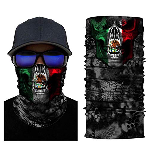 Juliyues Herren Multifunktionstuch Herren & Damen - Atmungsaktiv & Schnelltrocknend - Wind Face Shield - Motorrad Gesicht Mundschutz Lustig Skull Chopper Mund-Tuch Halsschlauch Halstuch mit Motiv