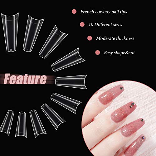 Inmorven Clear Acrylic Nail Tips,500pcs False Nails With Glue Press on Nail Acrylic Nail Kit,10 Sizes Half Cover French False Nail With Case, 6 extra set gift. - Thumbnail 6
