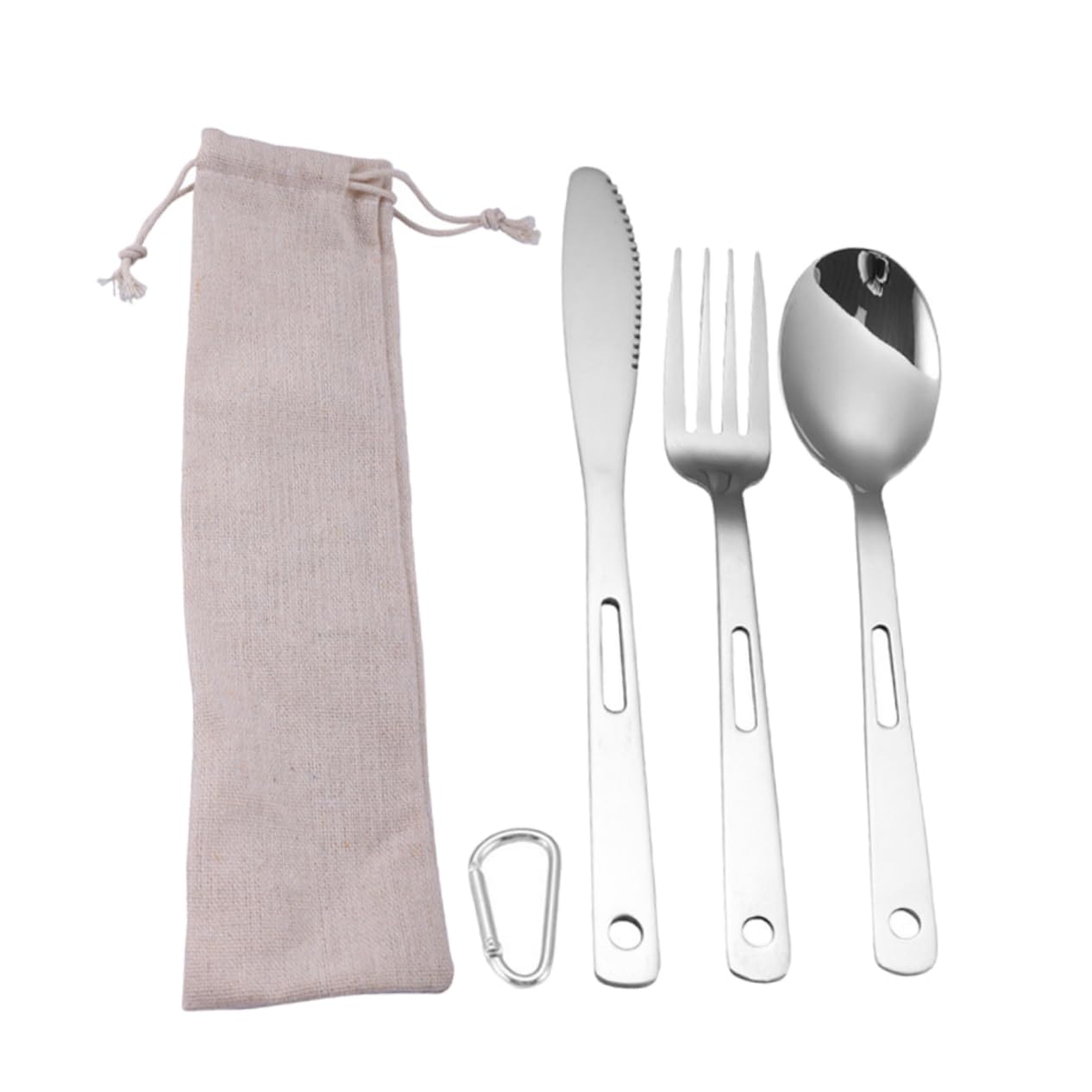 GRIRIW 1Set Outdoor Cutlery Stainless Steel Tableware for Camping Picnic and Travel Lightweight Compact Durable Design for Easy Carrying