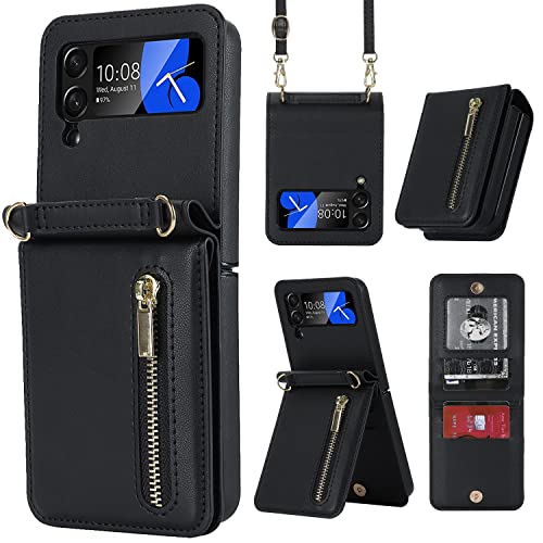 Étui Galaxy Z Flip 3 portefeuille anti-chute avec compartiment argent