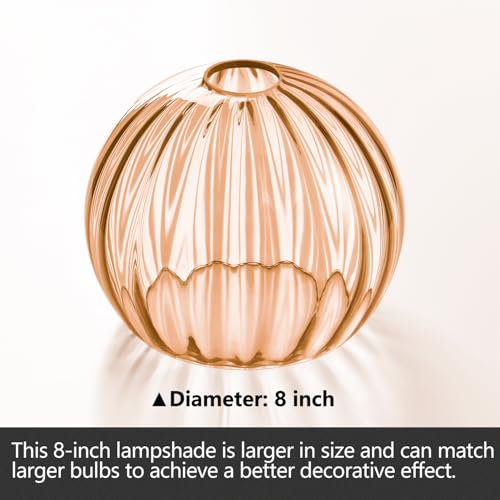 Image of Clear Glass Shade,Replacement Globe & Cover for Lighting Fixture, 8 inch Diameter, Replacement with 1.65 Inch Fitter for Wall Lamps Chandeliers or Ceiling Light (1, 8Inch - Amber Glass)