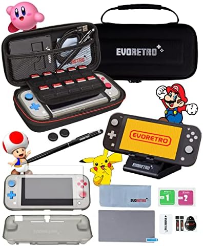 Switch lite case Accessories Bundle with Nintendo Switch lite case, Nintendo Switch Accessories, for Switch lite Games! Complete Bundle (Black) by EVORETRO