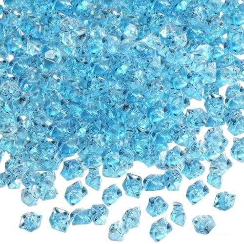 VEOIRXU 500 Piezas Cubitos de Hielo Acrílicos, Diamantes de Cristal, Piedras Preciosas Decorativas, Transparentes Gemas para Boda, DIY, Accesorios de Fotografía, Rellenos de Jarrón (5×7mm, Azul)