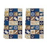 Artoid Mode Checkered Food Wine Star Passover Kitchen Towels Dish Towels, 18x26 Inch Seasonal Spring Decoration Cleaning Set of 2