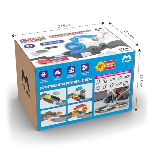 Image of Track Town Train Set Learning and Engaging Toy for 2-8yr Old Kids | Colorful Expandable Build Yourself | USB Type-C Rechargeable | Indian Train Station Announcements | Gift for Boys & Girls (33pcs)
