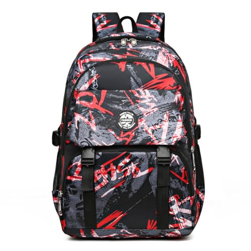 Image of QiMeiPiJu Teen Boys Girls Waterproof School Bags Lightweight College High School Backpack 40 Litres Backpack for School Hiking Travel (Red)