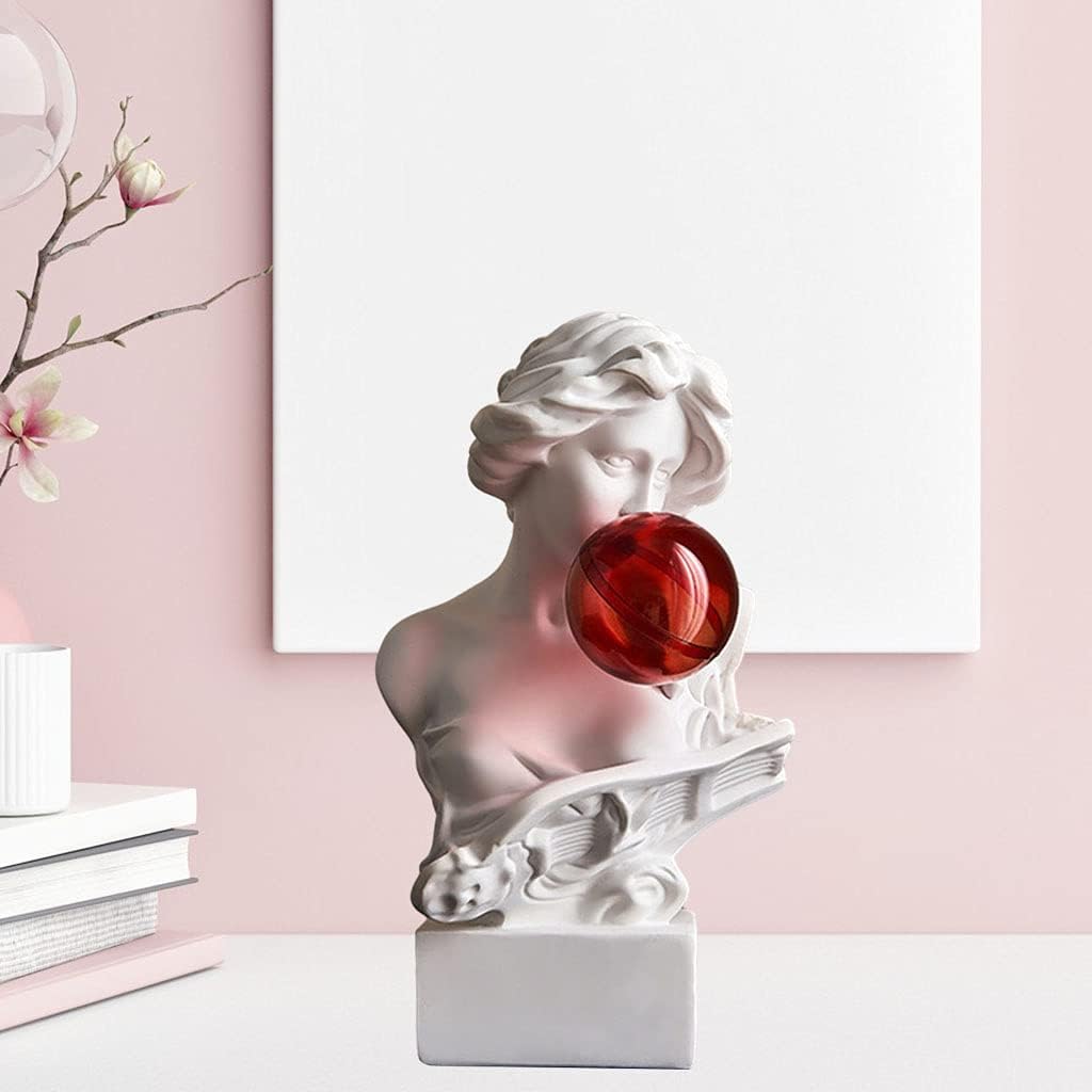 David/Giuliano Head Statues Greek Resin Characters Sculptures David Bust Figurine Desktop Ornament for Home Office Tabletop Decor (Sona)