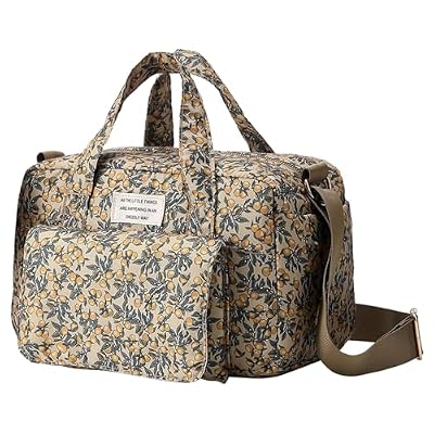 Lushandy Small Diaper Bag Tote, Quilted Puffy Diaper Bag Crossbody Mini Floral Baby Travel Bags for Girl Mommy Bags