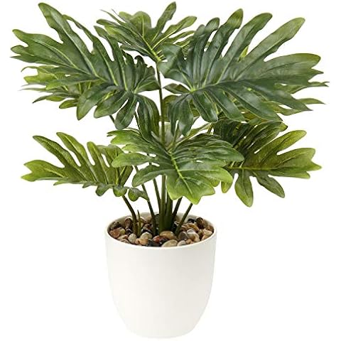 45CM Tall Artificial Plants Splitphilo Monstera Faux Plants Indoor Decorative Tropical Fake Plants Aesthetic Room Décor Plants for Bedroom Office Home Desk Decoration Cover
