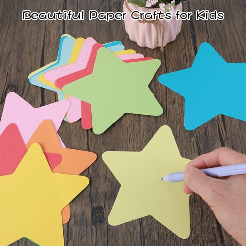 72 peças de recortes de papel estrela de 15 cm colorido em forma de estrela adesivo recortado, quadr