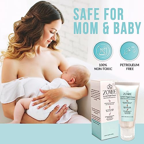 Zomee Lanolin Nipple Cream For Breastfeeding, 100% Natural Ingredient, 1.41 Ounces, Safe For Mom And Babies, Soothes & Protects Sore, Cracked Nipples - Discomfort Relief From Nursing (2 Pack) #TOP3